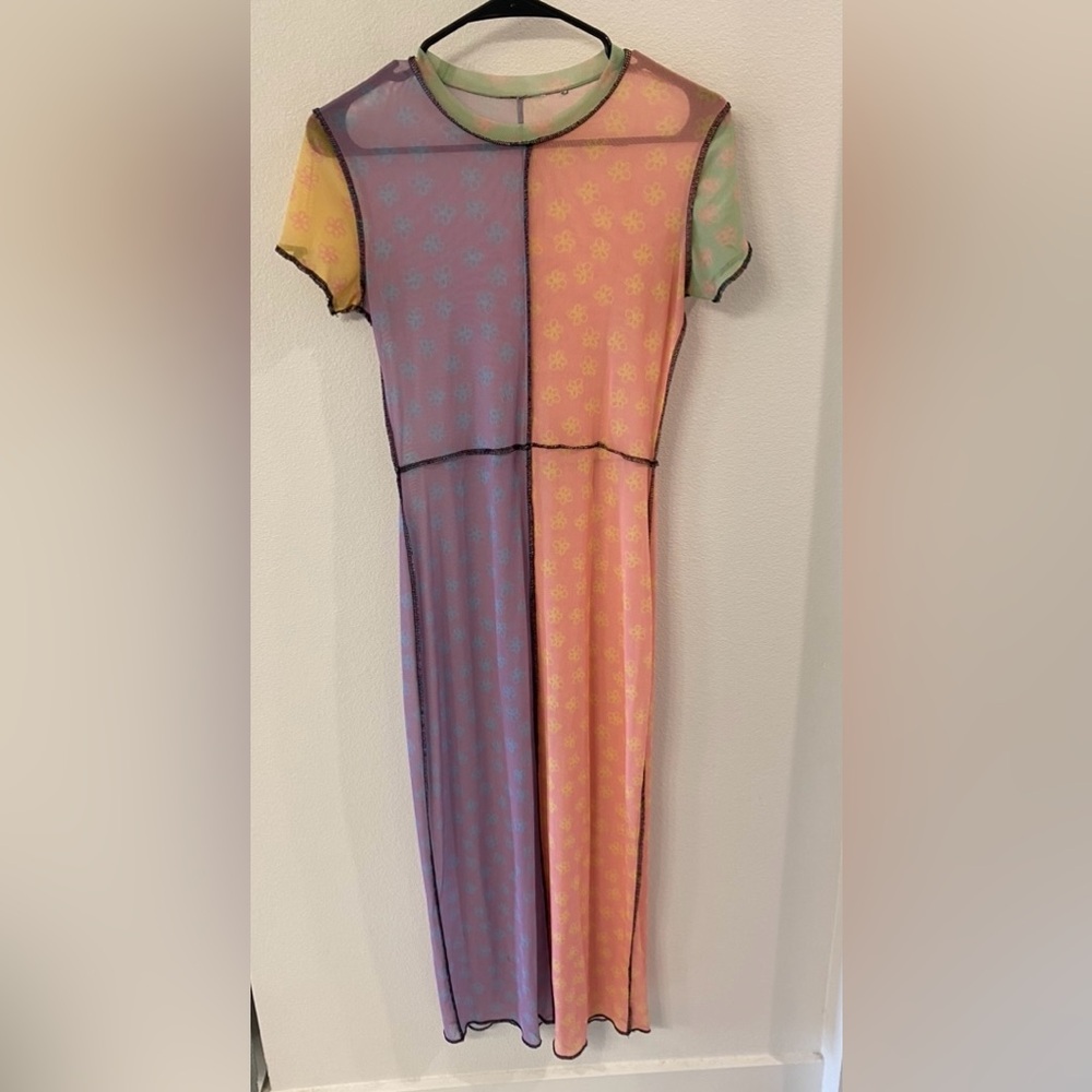Colorful Patchwork Mesh Dress